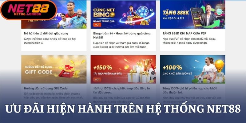 Ưu đãi hiện hành trên hệ thống NET88